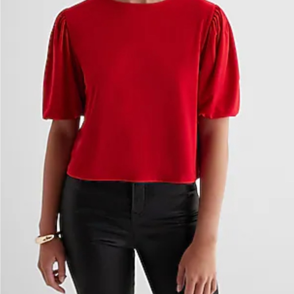 Express Bold Red Puff Sleeve Blouse XL
